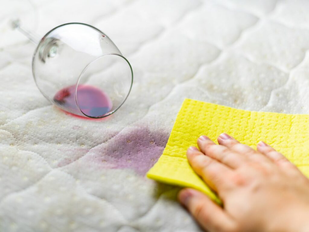 wine stain on mattress
