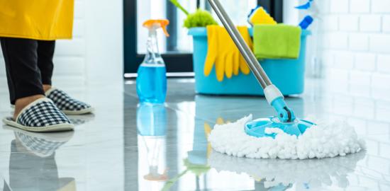 home cleaner mopping floor