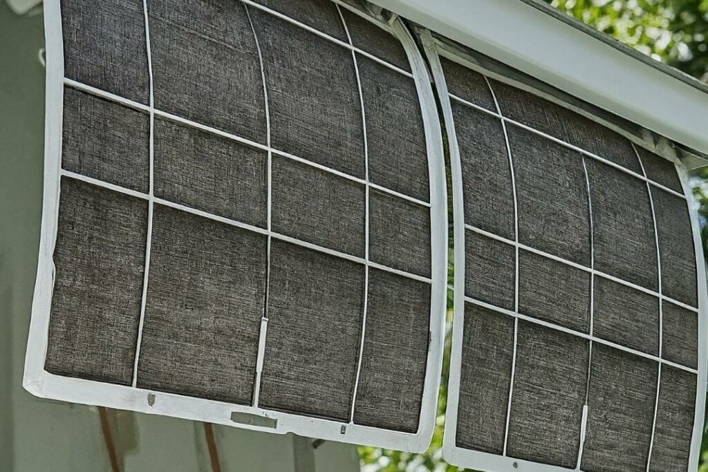 aircon filter drying in shade